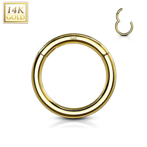 14 Kt. Solid Yellow Gold Clicker Hinged Segment Ring