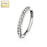 14 Kt. Gold CZ Paved Half Circle Bendable Hoop Rings