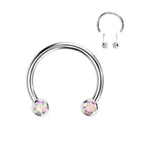 Threadless Horseshoe With Forward Facing Bezel Set CZ Ends