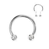 Threadless Horseshoe With Forward Facing Bezel Set CZ Ends