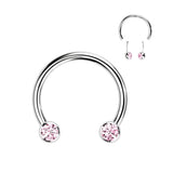 Threadless Horseshoe With Forward Facing Bezel Set CZ Ends