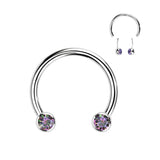 Threadless Horseshoe With Forward Facing Bezel Set CZ Ends