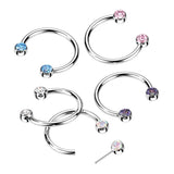 Threadless Horseshoe With Forward Facing Bezel Set CZ Ends
