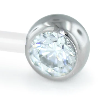 Titanium 14g Faceted Side Gem