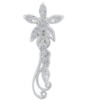 Banane de nombril inverse en argent avec une fleur