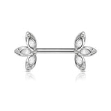 Crystal Set Three Petal Flower Ends