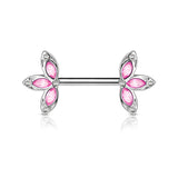 Crystal Set Three Petal Flower Ends