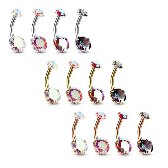 Round AB Zircon Prong Set Internally Threaded Top