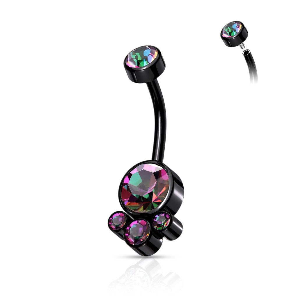 Implant Grade Titanium Internally Threaded Top Round Bezel Set CZ Cluster