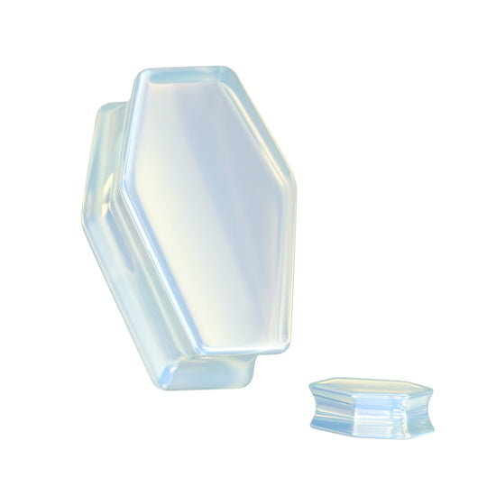 Coffin Double Flare Plugs Opalite Natural Stone