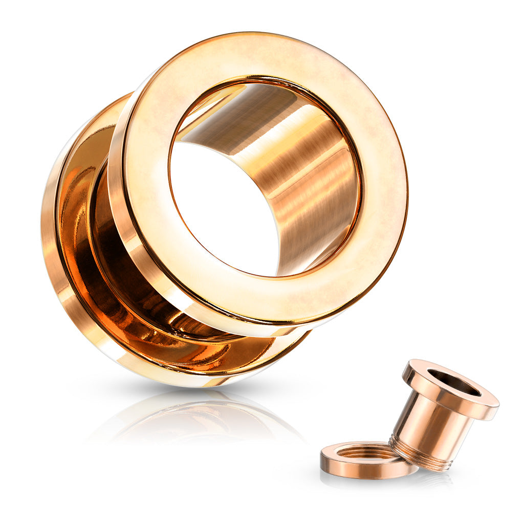 Rose Gold Screw Fit Flesh Tunnels
