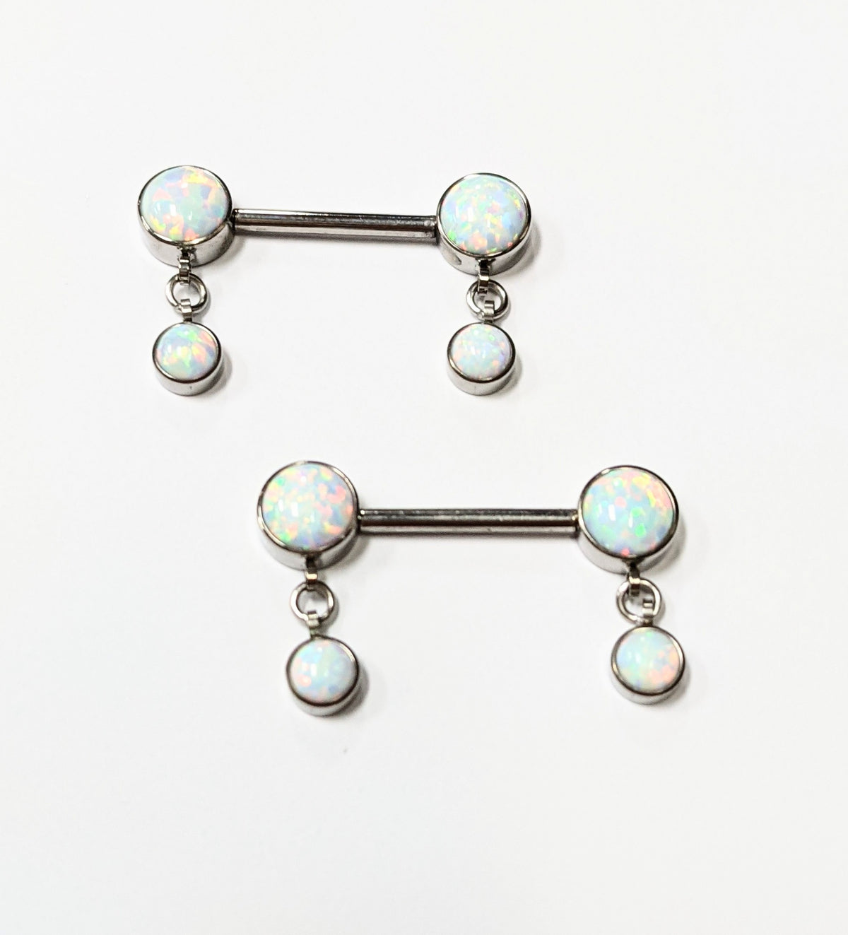 Titanium Nipple Barbells with Forward Facing Bezel Set