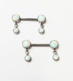 Titanium Nipple Barbells with Forward Facing Bezel Set