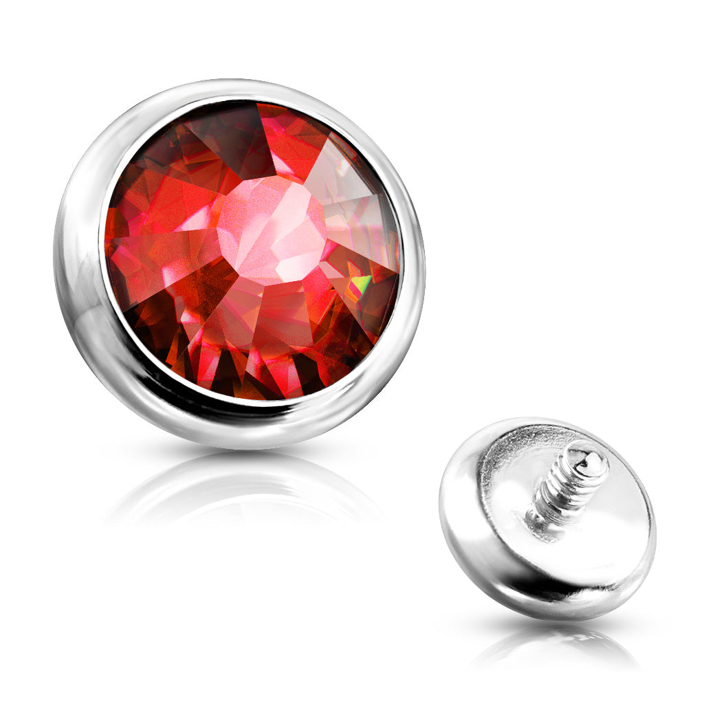 316L Surgical Steel Internally Threaded Flat Gem Bezel Set Disc
