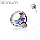 Implant Grade Titanium Internally Threaded Bezel Set Gem Balls