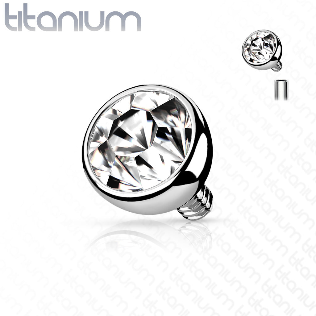 Implant Grade Titanium Internally Threaded Bezel Set Gem Balls