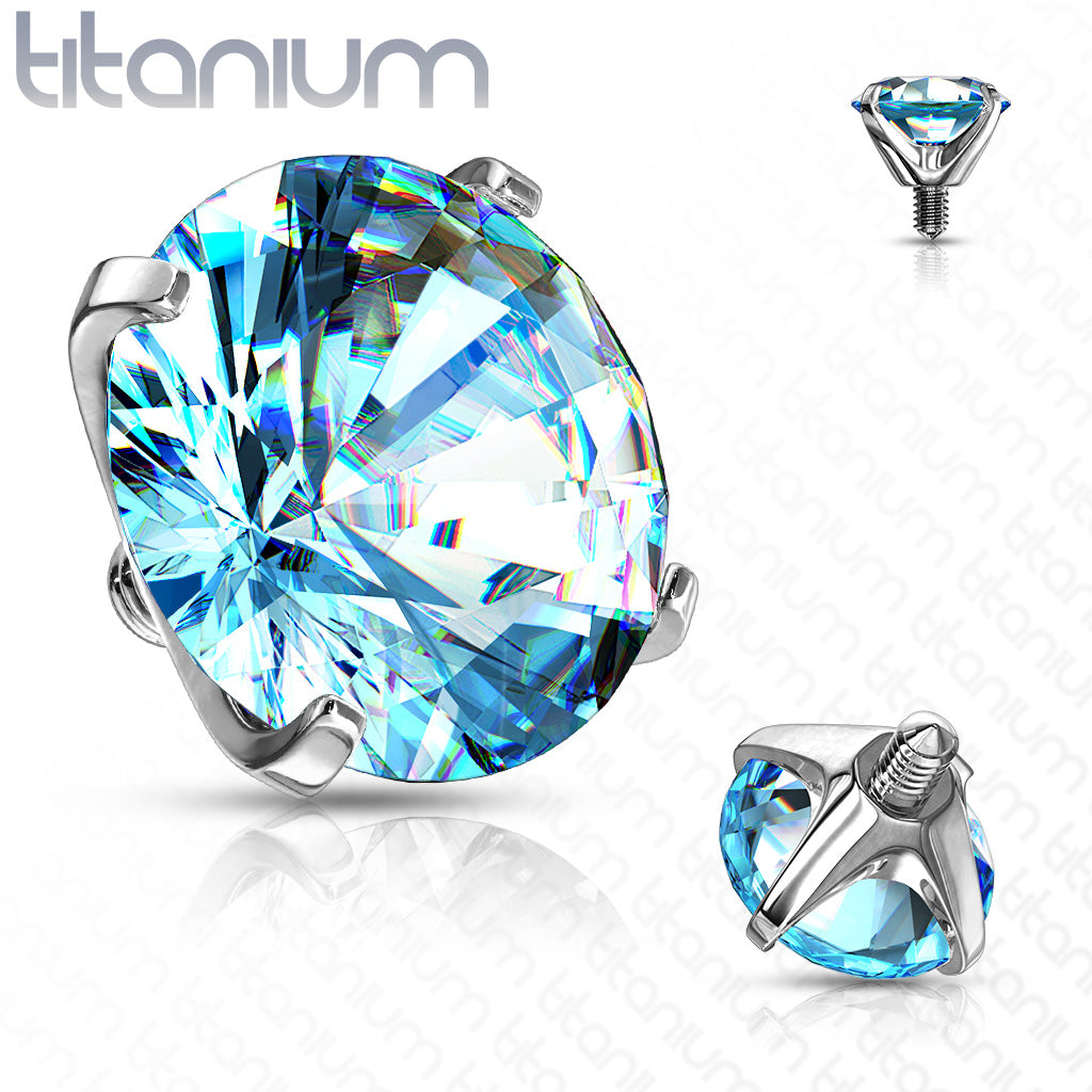 Implant Grade Titanium Internally Threaded Prong Set Round CZ Top Parts