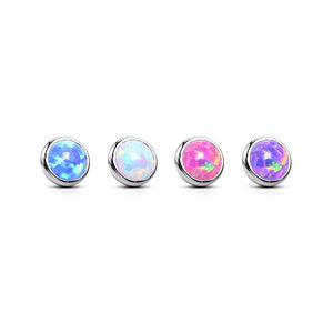 Implant Grade Titanium Internally Threaded Tops Opal Flat Bezel Set