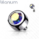 Implant Grade Titanium Internally Threaded Round Crystal Swarovsky Crystal Bezel