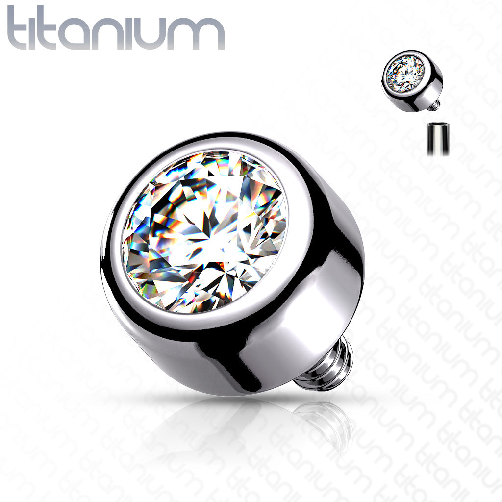 Implant Grade Titanium Internally Threaded Round Crystal Swarovsky Crystal Bezel