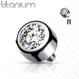 Implant Grade Titanium Internally Threaded Round Crystal Swarovsky Crystal Bezel