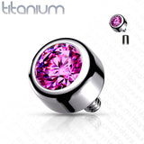 Implant Grade Titanium Internally Threaded Round Crystal Swarovsky Crystal Bezel