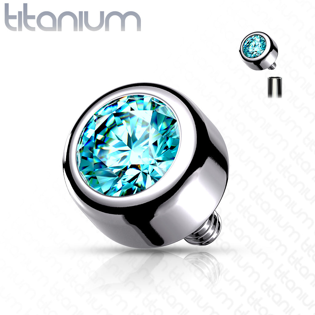 Implant Grade Titanium Internally Threaded Round Crystal Swarovsky Crystal Bezel