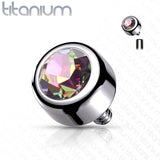 Implant Grade Titanium Internally Threaded Round Crystal Swarovsky Crystal Bezel