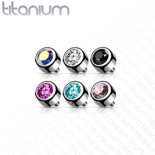 Implant Grade Titanium Internally Threaded Round Crystal Swarovsky Crystal Bezel
