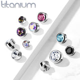 Implant Grade Titanium Internally Threaded Round Crystal Swarovsky Crystal Bezel