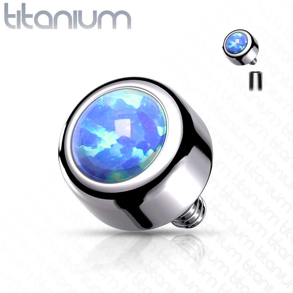 Implant Grade Titanium Internally Threaded Round Opal Bezel Set