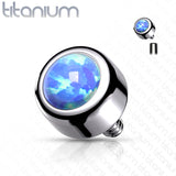 Implant Grade Titanium Internally Threaded Round Opal Bezel Set