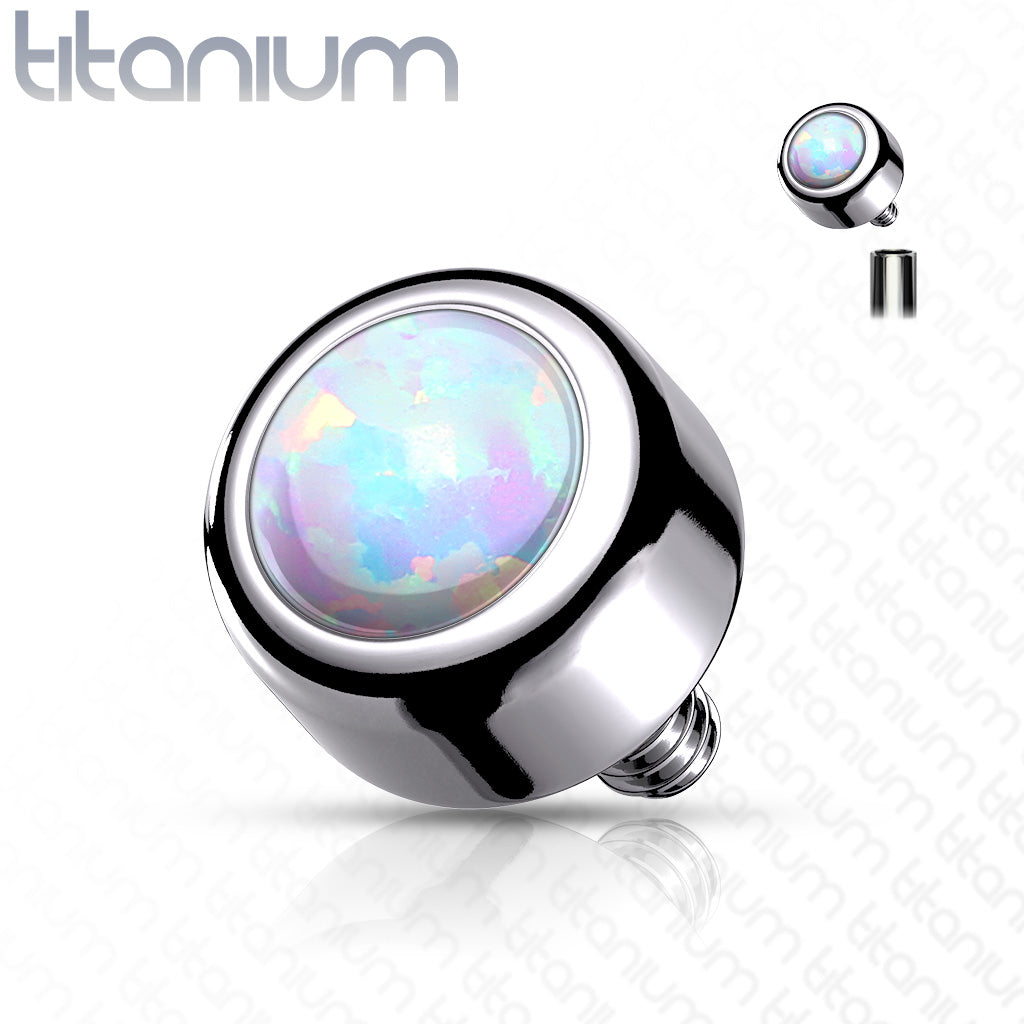 Implant Grade Titanium Internally Threaded Round Opal Bezel Set