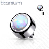 Implant Grade Titanium Internally Threaded Round Opal Bezel Set