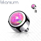 Implant Grade Titanium Internally Threaded Round Opal Bezel Set