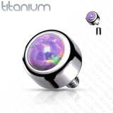 Implant Grade Titanium Internally Threaded Round Opal Bezel Set