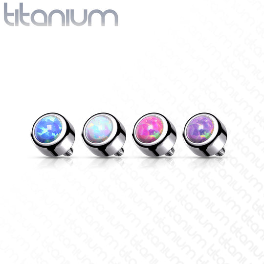 Implant Grade Titanium Internally Threaded Round Opal Bezel Set