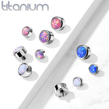 Implant Grade Titanium Internally Threaded Round Opal Bezel Set