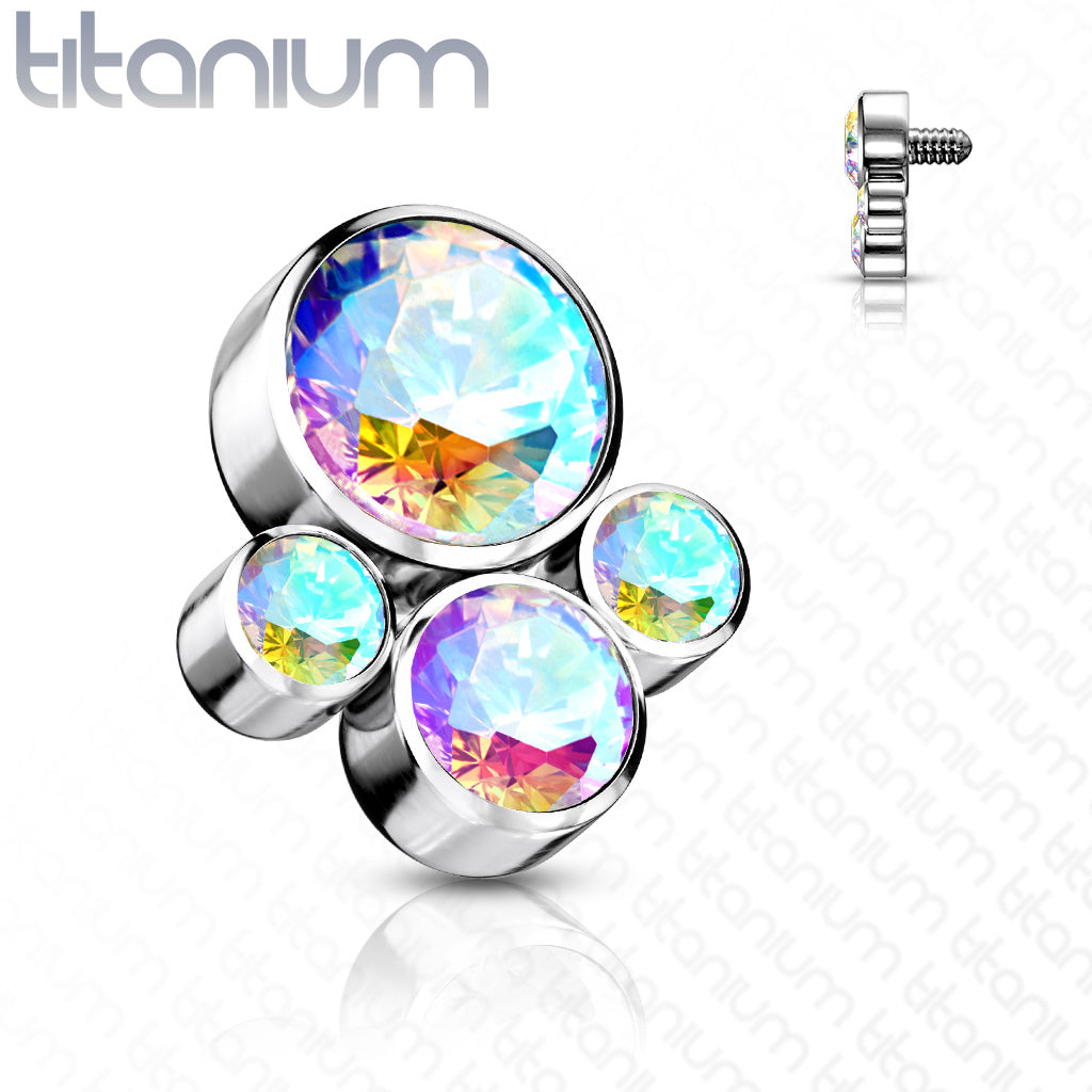 Implant Grade Titanium Internally Threaded CZ Bezel Set Pet Paw