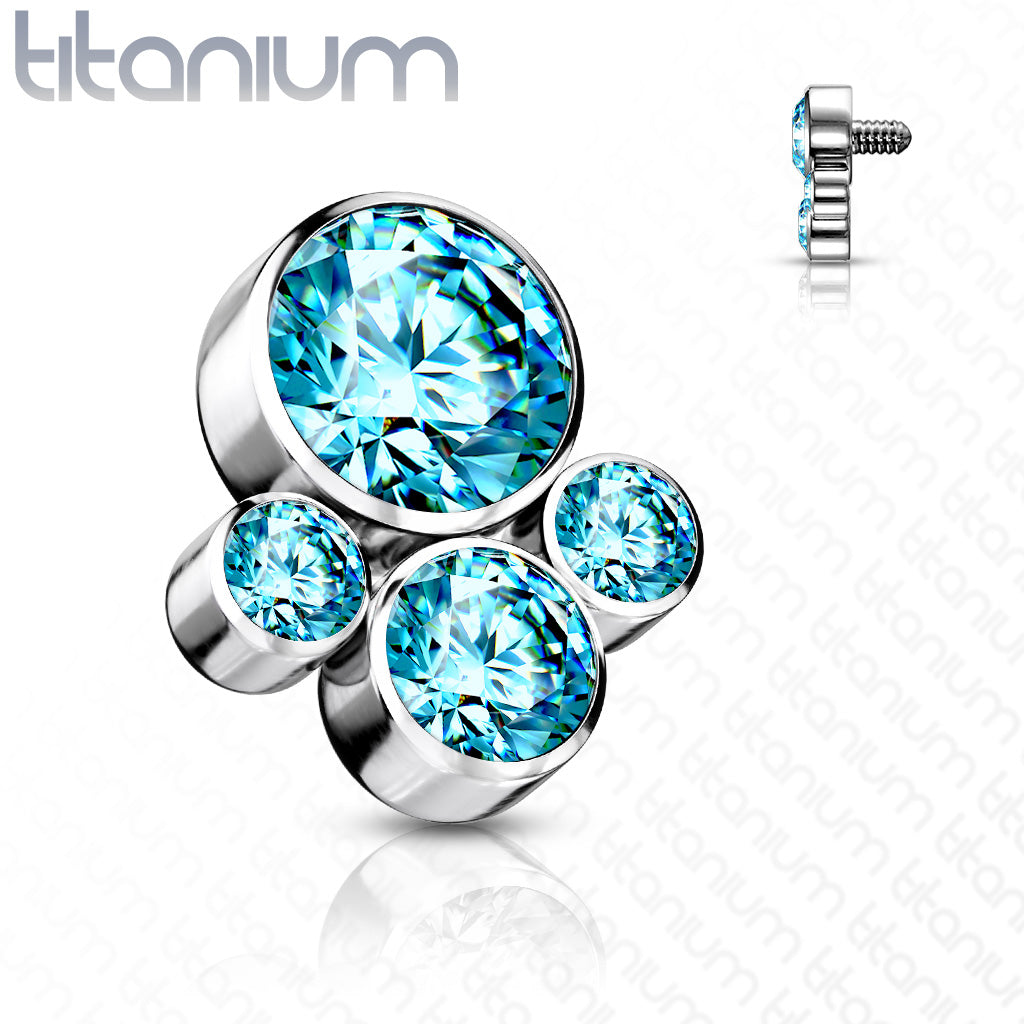 Implant Grade Titanium Internally Threaded CZ Bezel Set Pet Paw