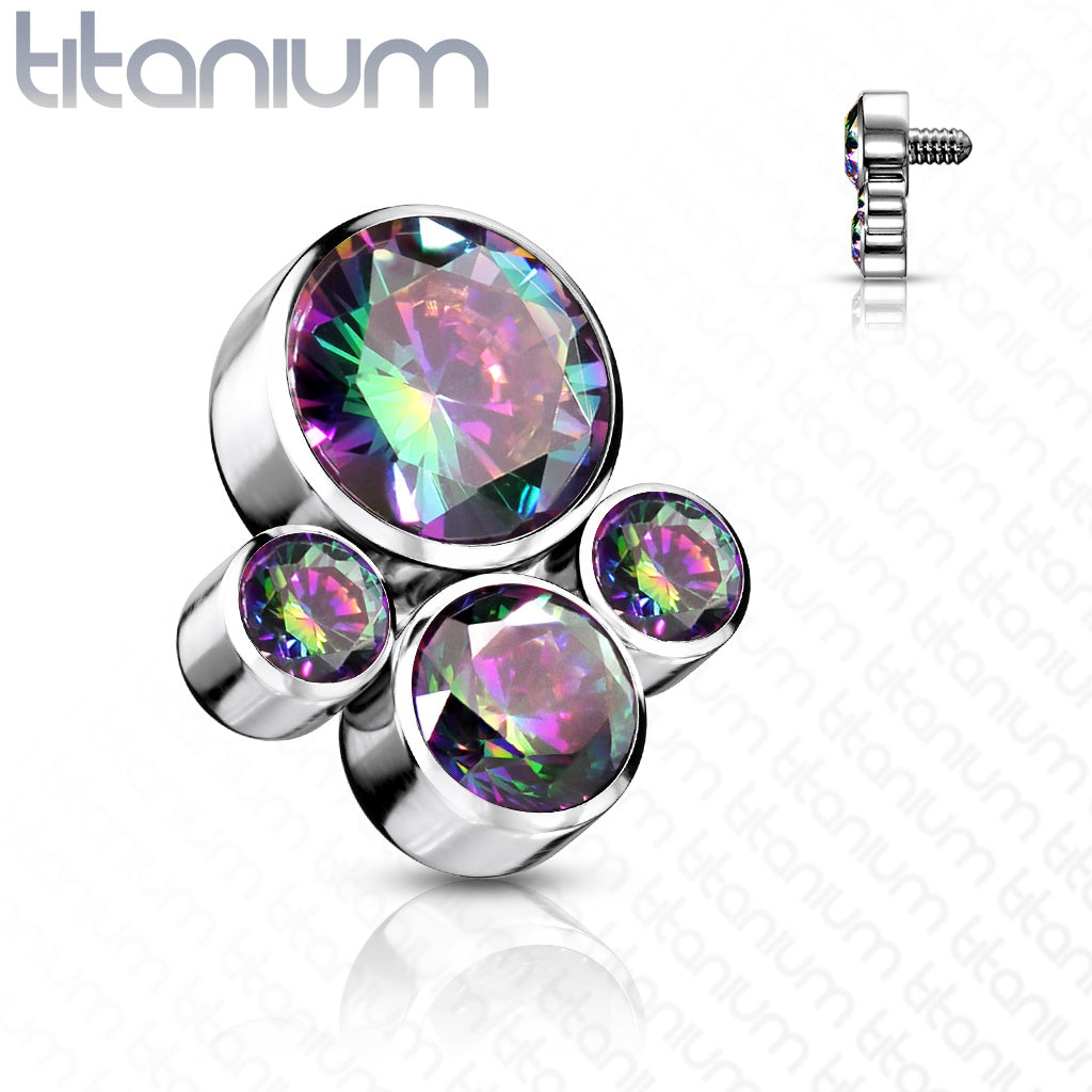 Implant Grade Titanium Internally Threaded CZ Bezel Set Pet Paw