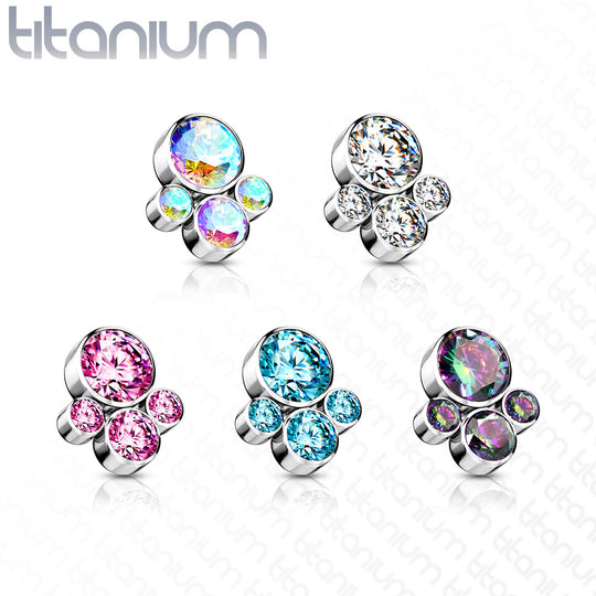 Implant Grade Titanium Internally Threaded CZ Bezel Set Pet Paw