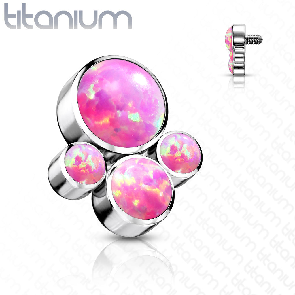 Implant Grade Titanium Internally Threaded Opal Bezel Set Pet Paw