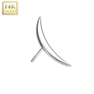 14K Gold Threadless Push In Long Crescent Moon Top