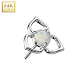 14K Gold Threadless Push In Hollow Flower Top With Opal or CZ Center