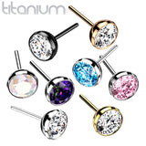 Implant Grade Titanium Threadless Push In Top Zircon Bezel Set Balls