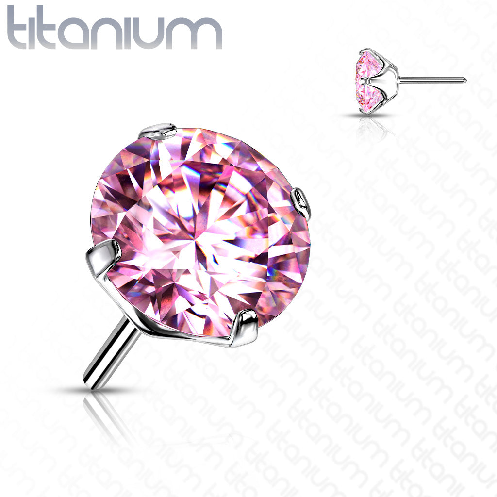 Threadless Push In Top Zircon Prong Set
