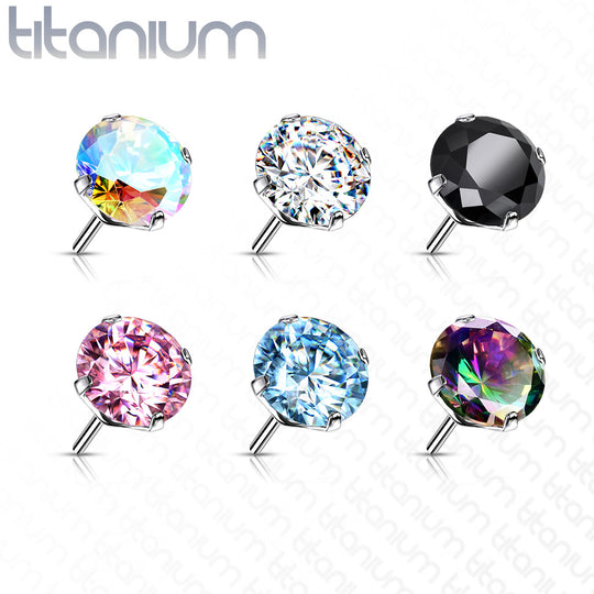 Threadless Push In Top Zircon Prong Set