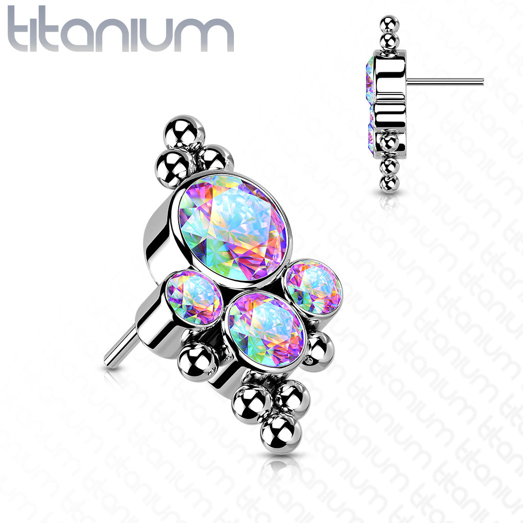 CZ Bezel Set Cluster Center Top