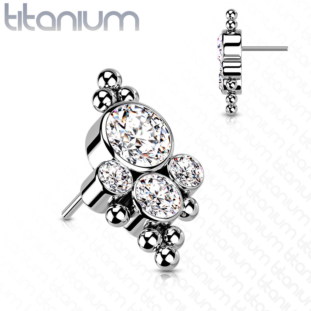 CZ Bezel Set Cluster Center Top